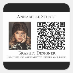 Sticker Carré Code QR Photo Company Business