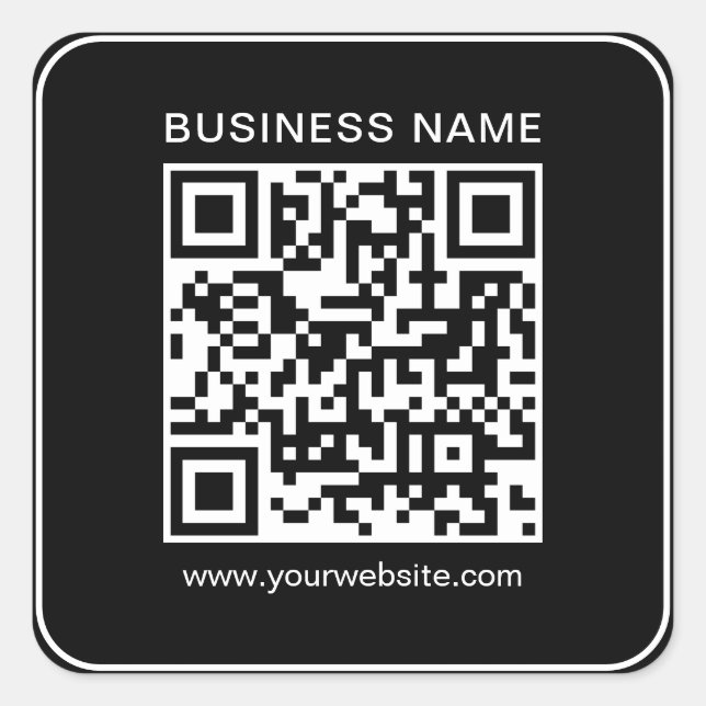 Sticker Carré Code QR professionnel simple personnalisé noir (Devant)