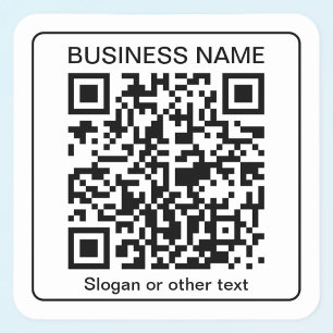 Sticker Carré Code QR scannable modifiable + Nom de votre entrep