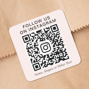 Sticker Carré Code QR « Suivez-nous sur Instagram » Rose Promoti