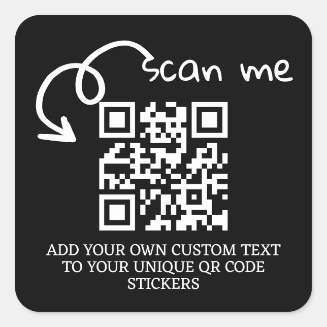 Sticker Carré Code QR unique site Web numérisable personnalisé (Devant)