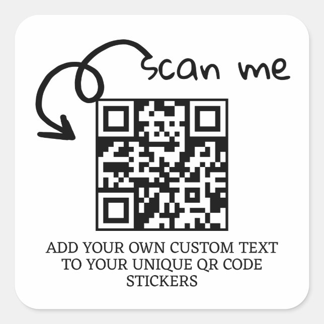 Sticker Carré Code QR unique site Web numérisable personnalisé (Devant)