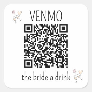 Sticker Carré Code QR VENMO pour offrir un verre à la mariée Ent
