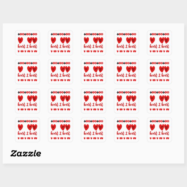 Sticker Carré Coeur à coeur (Feuille)