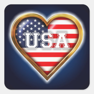 Sticker Carré Coeur américain