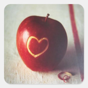 Sticker Carré Coeur Apple