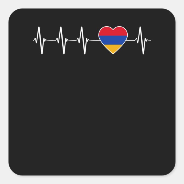 Sticker Carré Coeur arménien I Love Arménie Flag Heart Pride (Devant)