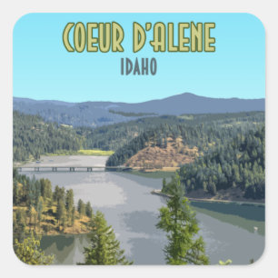 Sticker Carré Coeur d’Alene Idaho Souvenir