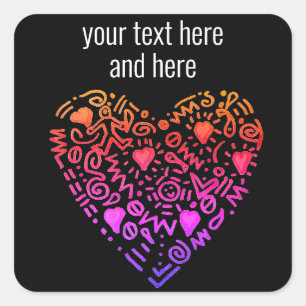 Sticker Carré coeur d'amour ombre rose violet