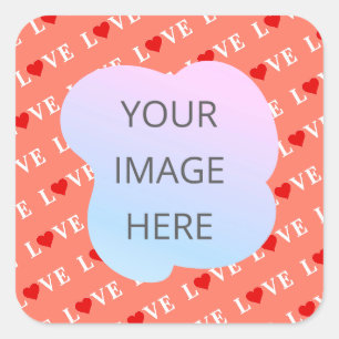 Sticker Carré Coeur d'amour orange
