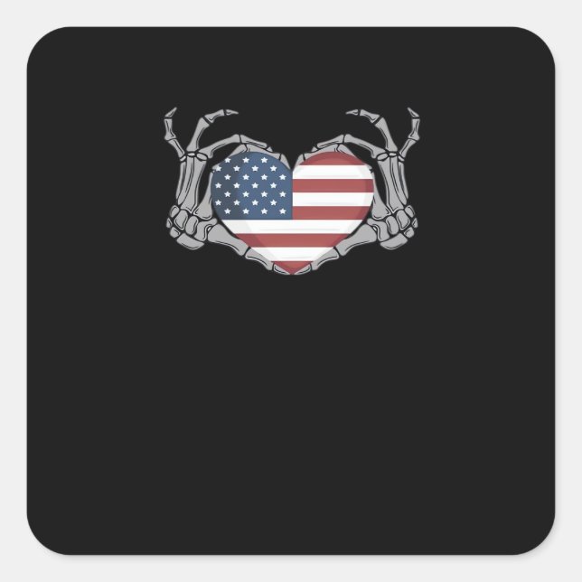 Sticker Carré Coeur de drapeau américain (Devant)