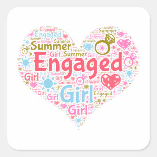 Sticker Carré Cœur de Fille Engagée Pastel Estival