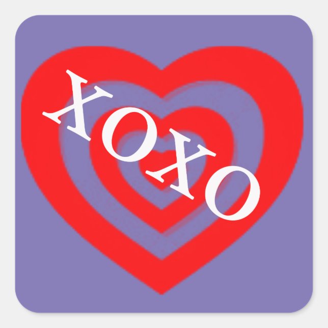 Sticker Carré Coeur de la Saint Valentin XOXO (Devant)