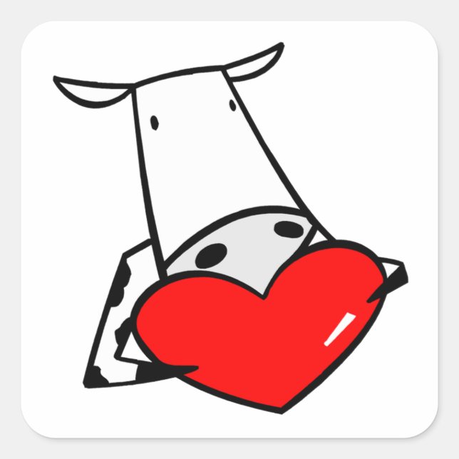 Sticker Carré Coeur de vache Valentine I Love Cows (Devant)
