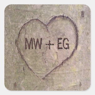 Sticker Carré Coeur découpé dans l'arbre, nature romantique