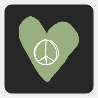 Sticker Carré Coeur des signes de paix