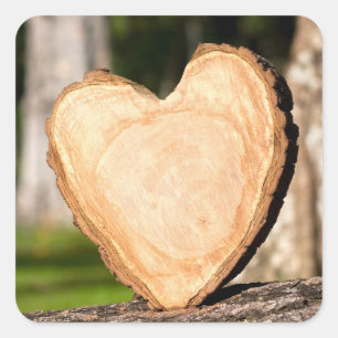 Sticker Carré coeur en bois