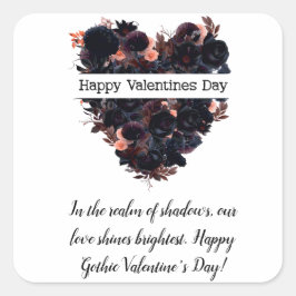 Sticker Carré Coeur gothique fait de fleurs noires. Un romantism