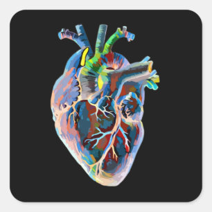 Sticker Carré Coeur humain Anatomie biologie Art Abstrait origin