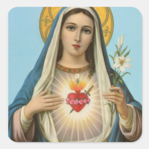 Sticker Carré Cœur immaculé de Marie image religieuse de Notre-D