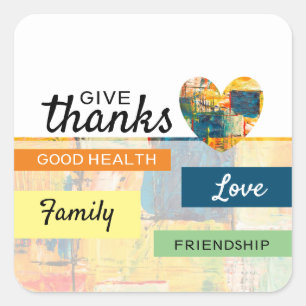 Sticker Carré Coeur peint, Thanksgiving
