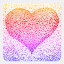 Coeur Pointillisme rose jaune