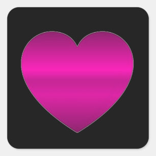 Sticker Carré Coeur rose brillant