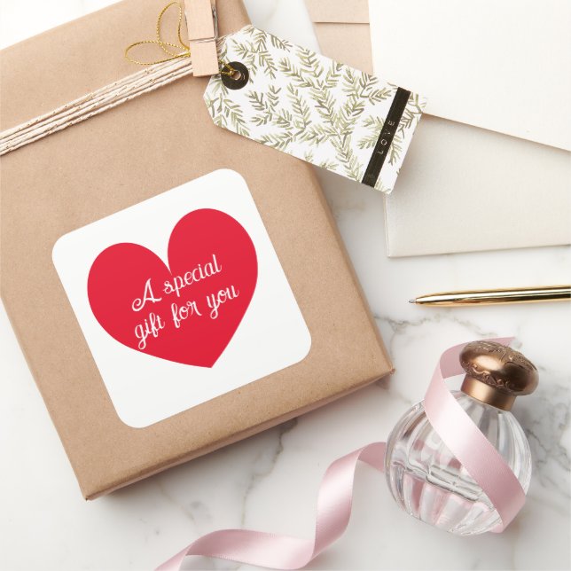 Sticker Carré Coeur rouge Valentine's day collants cadeau (Cadeaux)