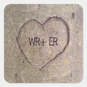 Sticker Carré Coeur sculpté dans un arbre