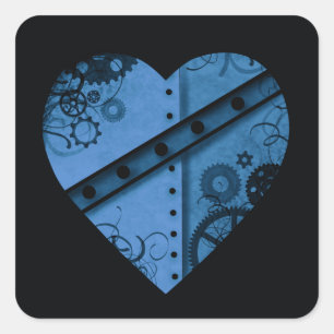Sticker Carré Coeur vapeur bleu foncé romantique
