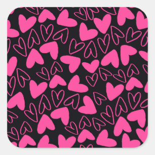Sticker Carré Coeurs