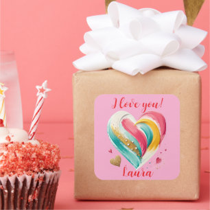 Sticker Carré coeurs anniversaire Saint-Valentin anniversaire de