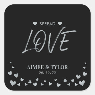 Sticker Carré Cœurs Argentés Éparpillent la Faveur de Mariage Ca