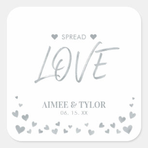Sticker Carré Cœurs d'Argent qui Répandent l'Amour Cadeau de Mar