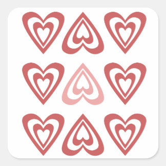 Sticker Carré Cœurs de la Saint-Valentin mignons – Conception d'