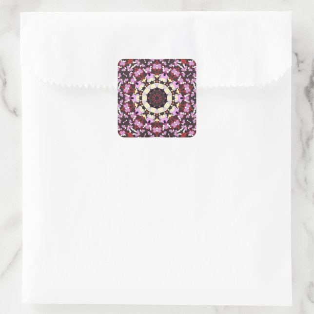 STICKER CARRÉ COEURS ET FLEURS (Sac)