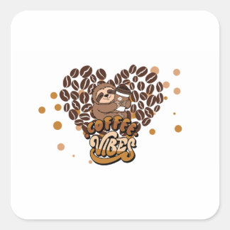 Sticker Carré coffee vibes design