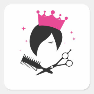 Sticker Carré Coiffeur Coiffeur Coiffeur Logo Team Hair Salon