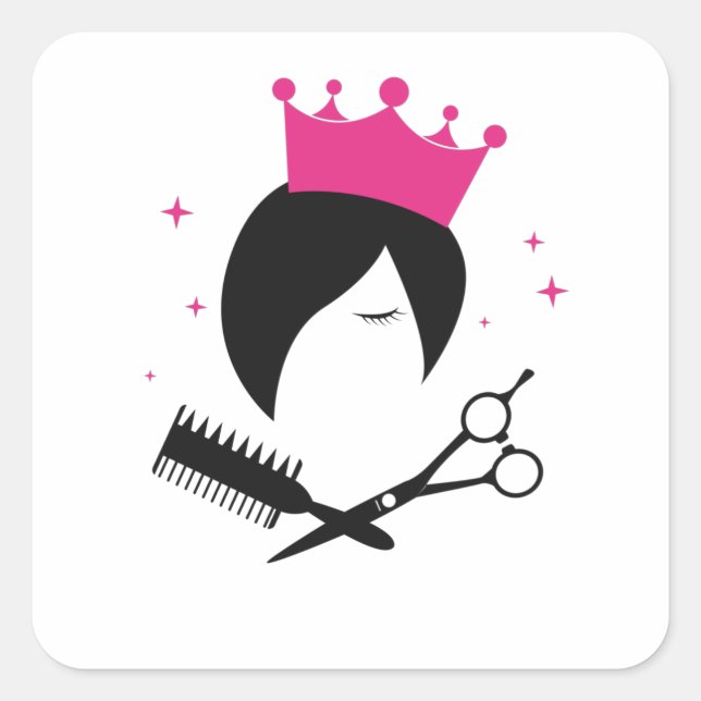 Sticker Carré Coiffeur Coiffeur Logo Équipe Coiffeur Salon (Devant)