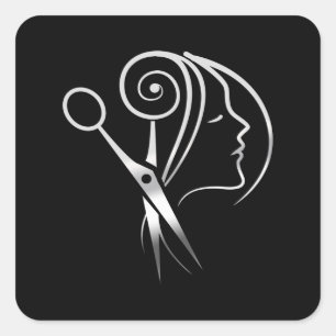 Sticker Carré Coiffeur Salon Barber Shop Logo
