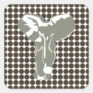 Sticker Carré Cola Safari point avec Pop Art Elephant