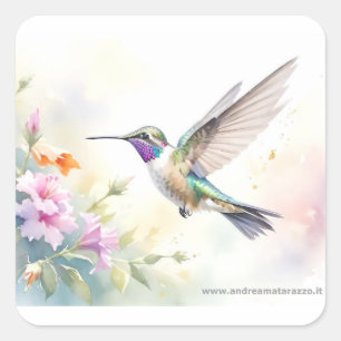 Sticker Carré Colibri