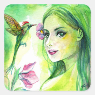 Sticker Carré Colibri