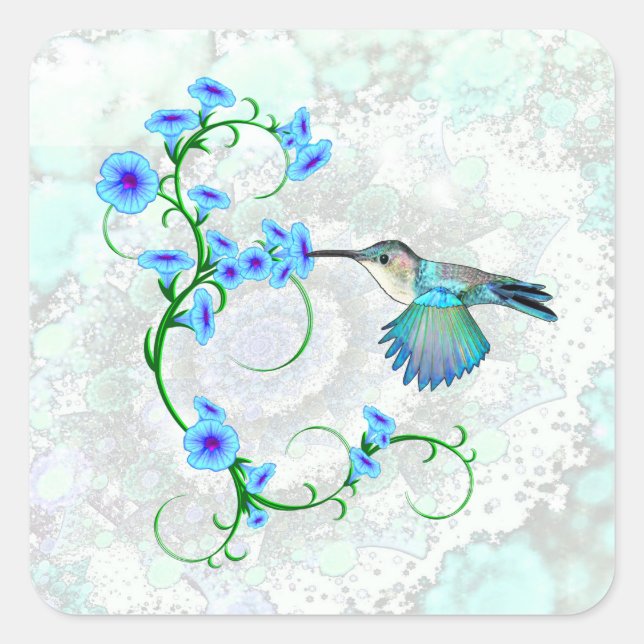 Sticker Carré Colibri aux gloires du matin (Devant)