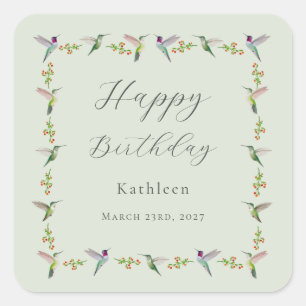 Sticker Carré Colis personnalisé pour l'anniversaire des colibri