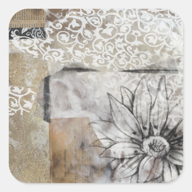 Sticker Carré Collage Fleur II (Devant)