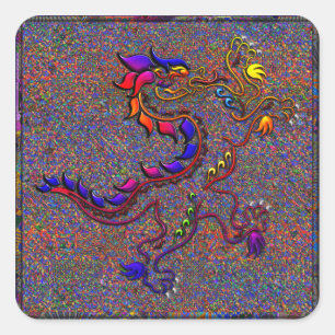 Sticker Carré Collage médiéval de fantaisie royal de lion
