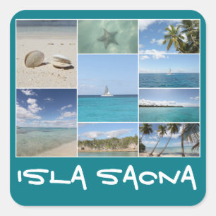 Sticker Carré Collage photo de l'île de la Saona des Caraïbes pi