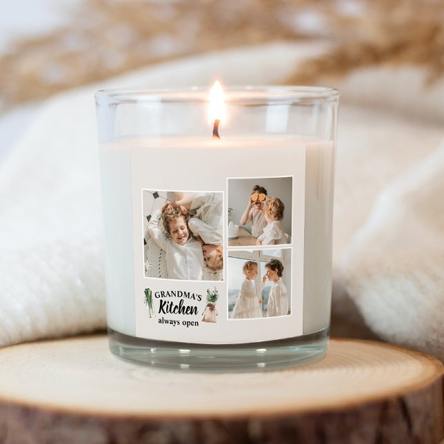 Sticker Carré Collage Photo & Grand-Mère Cuisine Toujours Ouvert (Créateur téléchargé)
