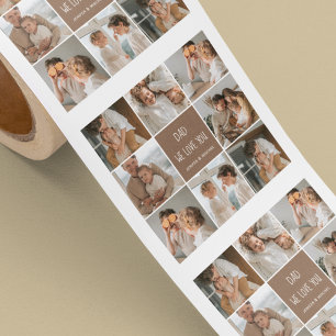 Sticker Carré Collage Photo Papa We Love You Happy Fête des père